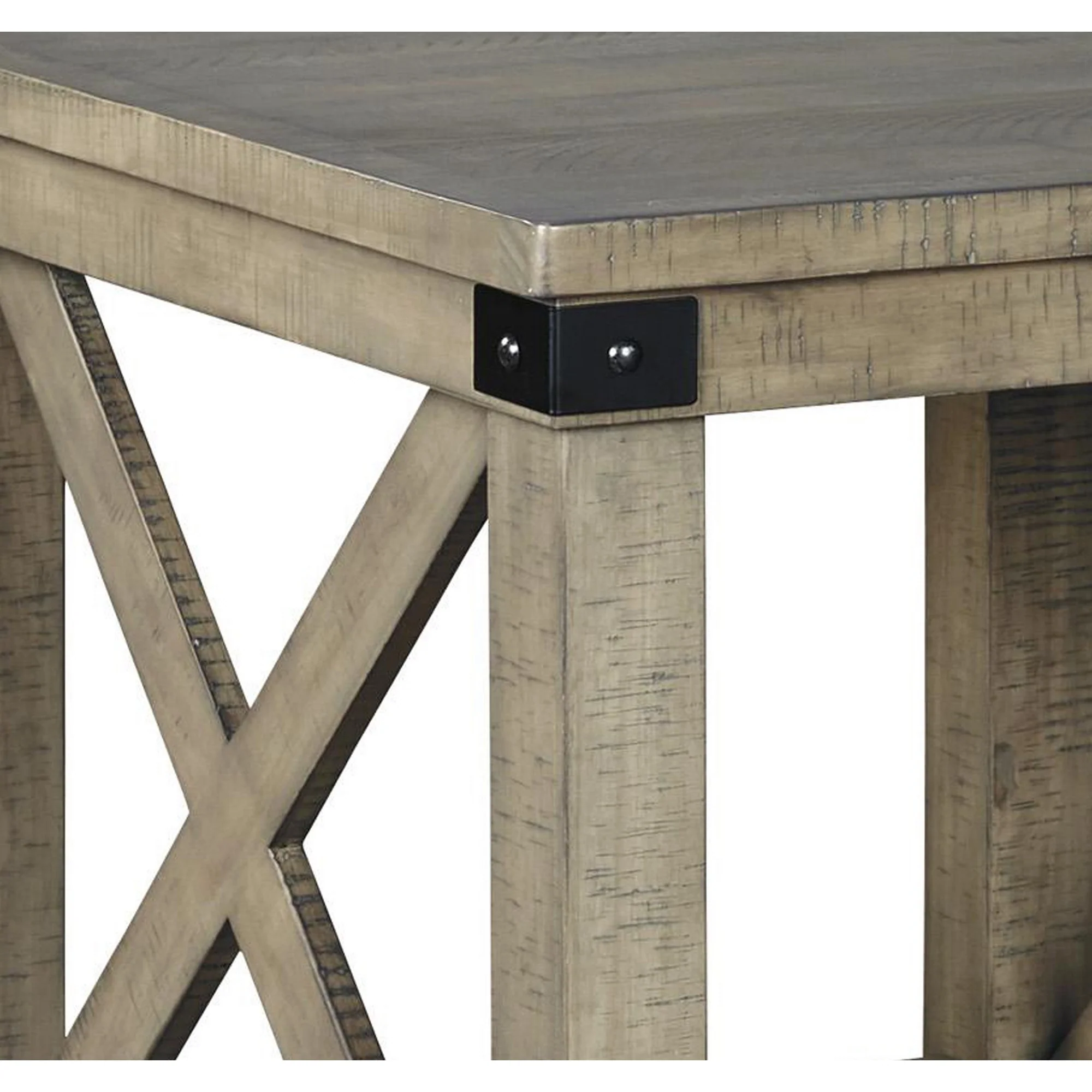 Farmhouse Style End Table With X Shaped Sides And Open Bottom Shelf, Gray By Benzara - Image 2