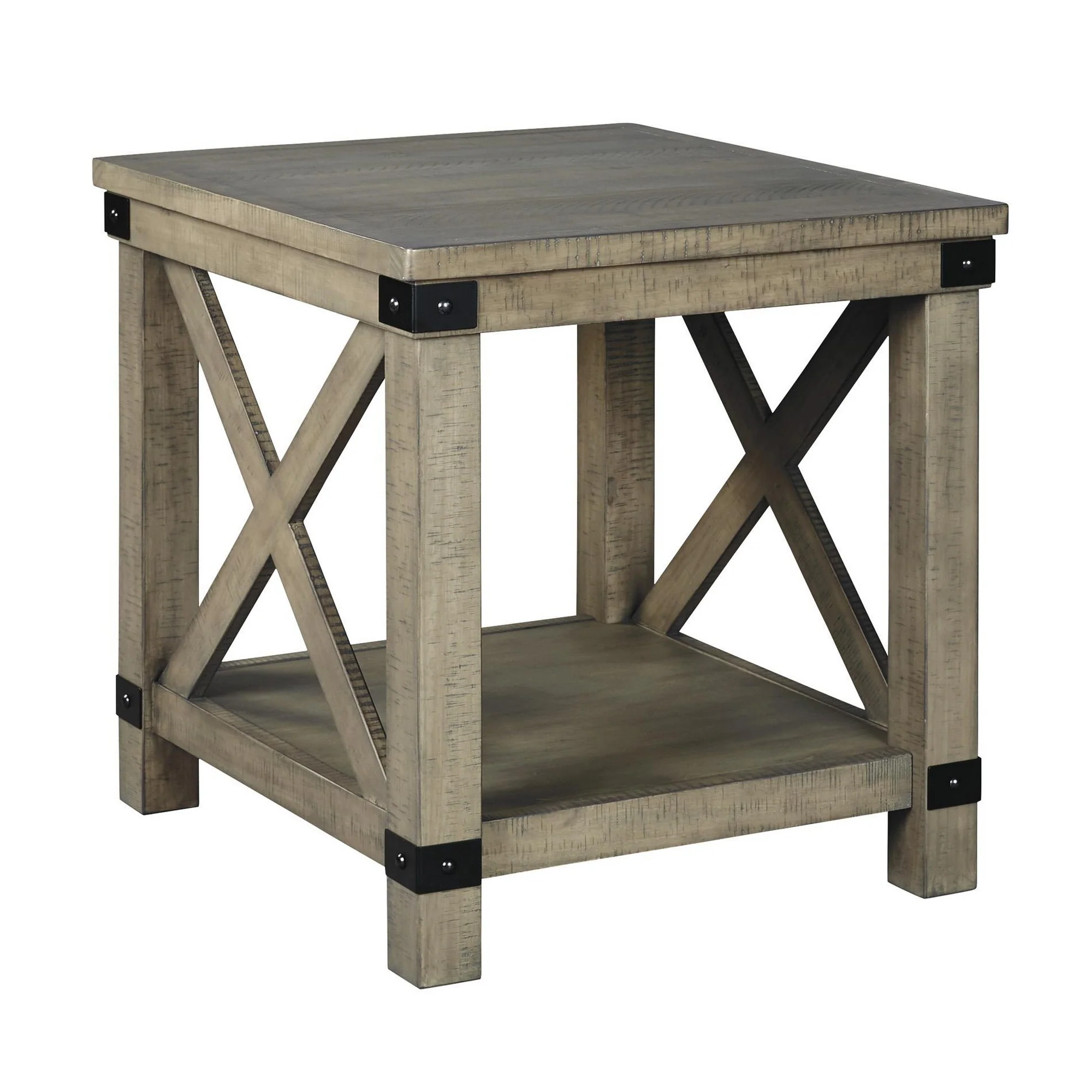 Farmhouse Style End Table With X Shaped Sides And Open Bottom Shelf, Gray By Benzara - Image 4