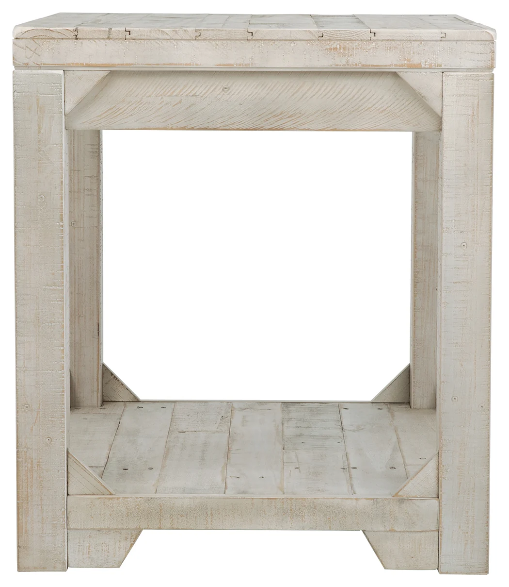 Farmhouse Style Wooden End Table With Plank Design Open Shelf, White By Benzara - Image 4