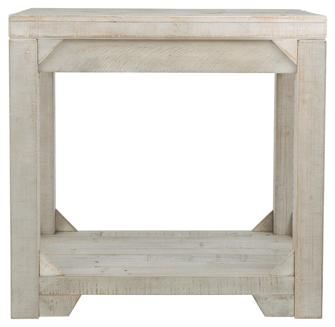 Farmhouse Style Wooden End Table With Plank Design Open Shelf, White By Benzara - Image 5