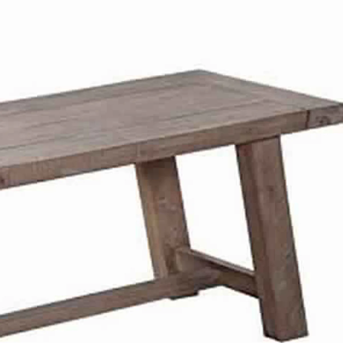Farmhouse Wooden Dining Bench With Grain Details And Plank Top, Brown By Benzara - Image 4
