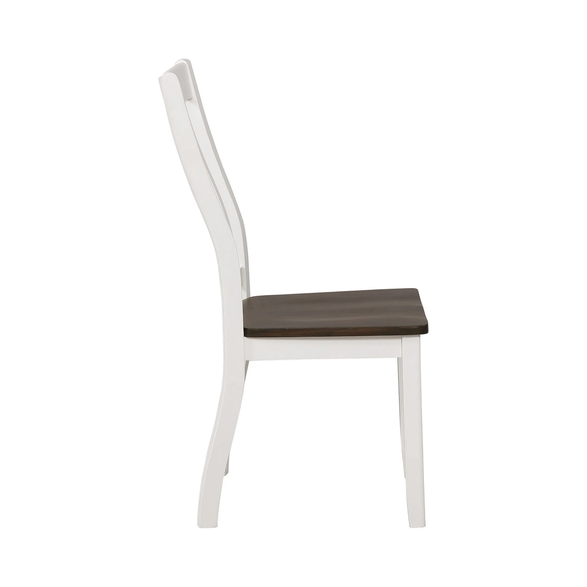 Farmhouse Wooden Dining Chair With Slatted Back Set Of 2 White And Brown By Benzara - Image 2