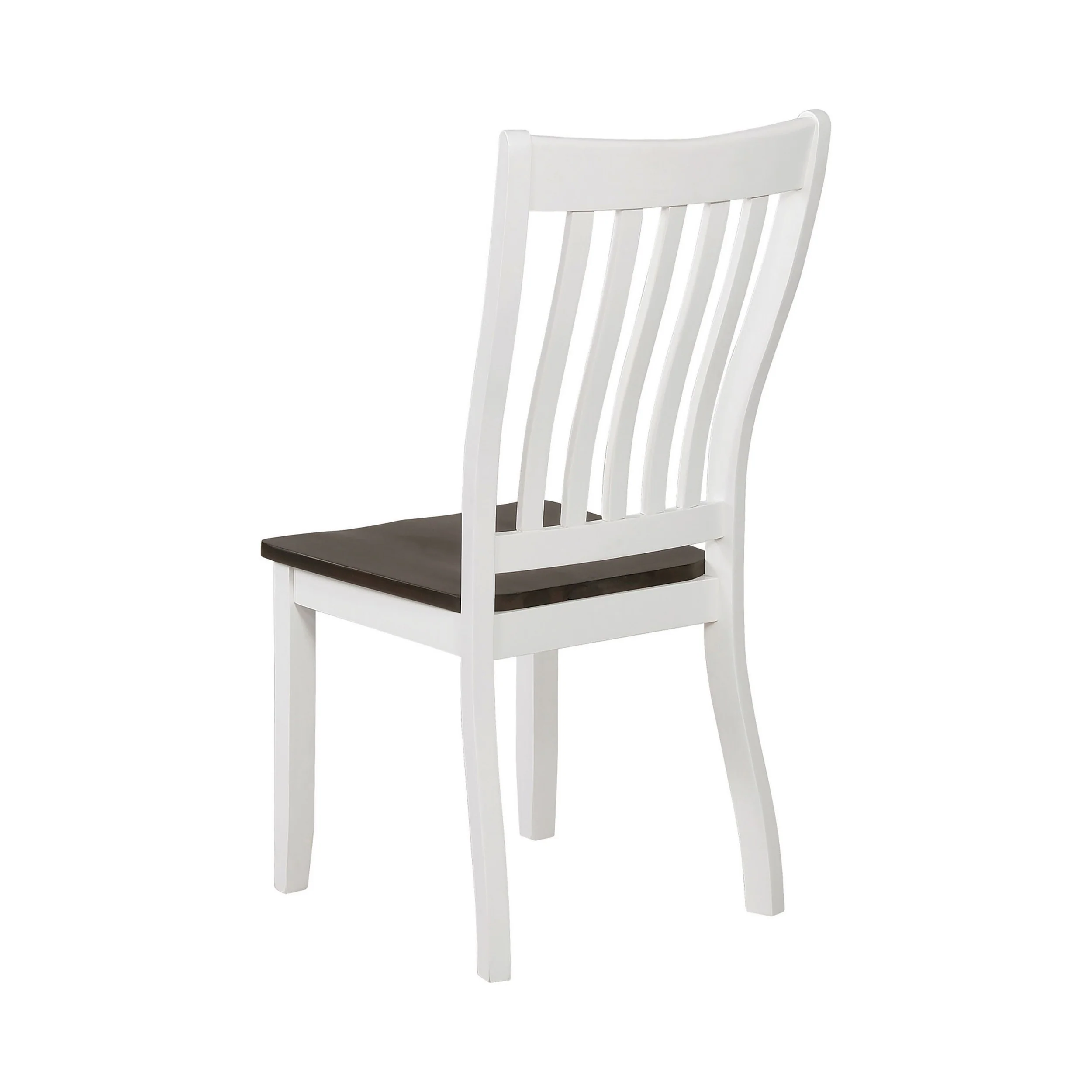 Farmhouse Wooden Dining Chair With Slatted Back Set Of 2 White And Brown By Benzara - Image 3