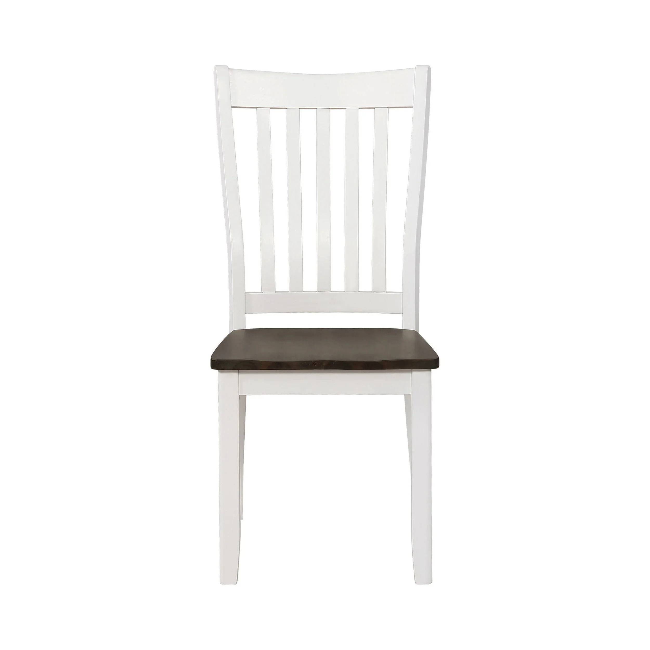 Farmhouse Wooden Dining Chair With Slatted Back Set Of 2 White And Brown By Benzara - Image 5