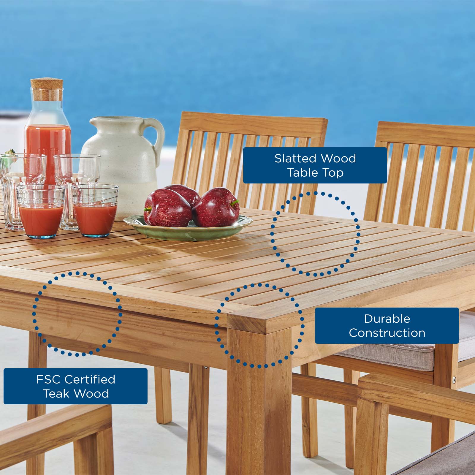 Farmstay 63" Rectangle Outdoor Patio Teak Wood Dining Table By Modway - EEI-3719 - Image 6