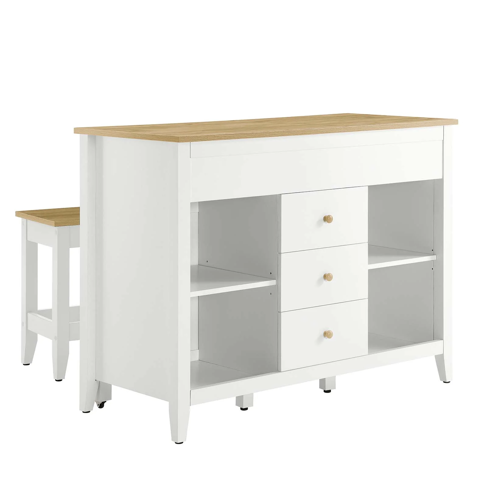 Farmstead 3-Piece Kitchen Island and Stool Set By Modway - EEI-6895 - Image 2