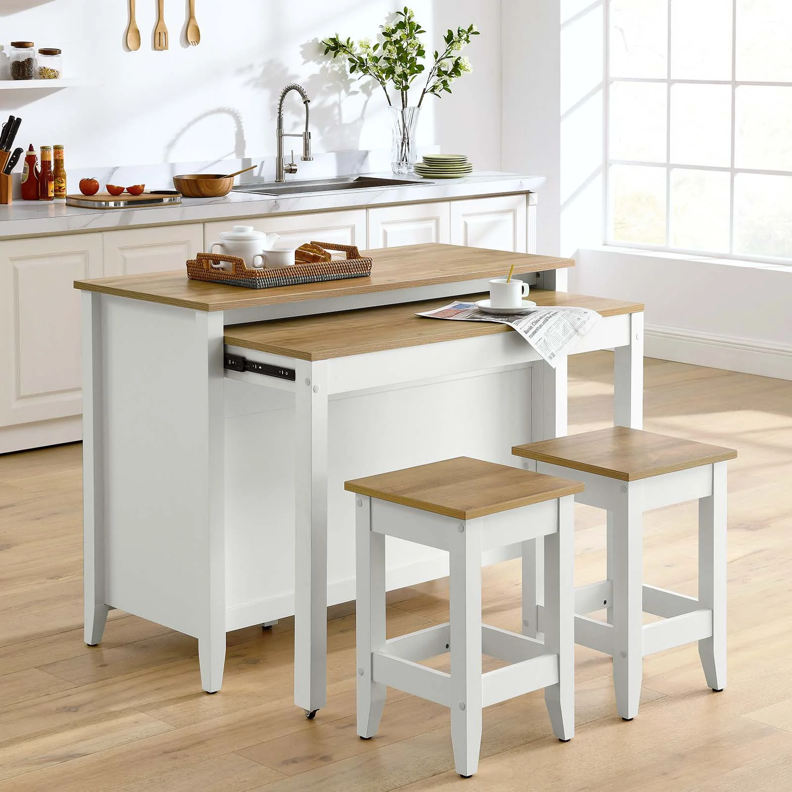 Farmstead 3-Piece Kitchen Island and Stool Set By Modway - EEI-6895 - Image 3