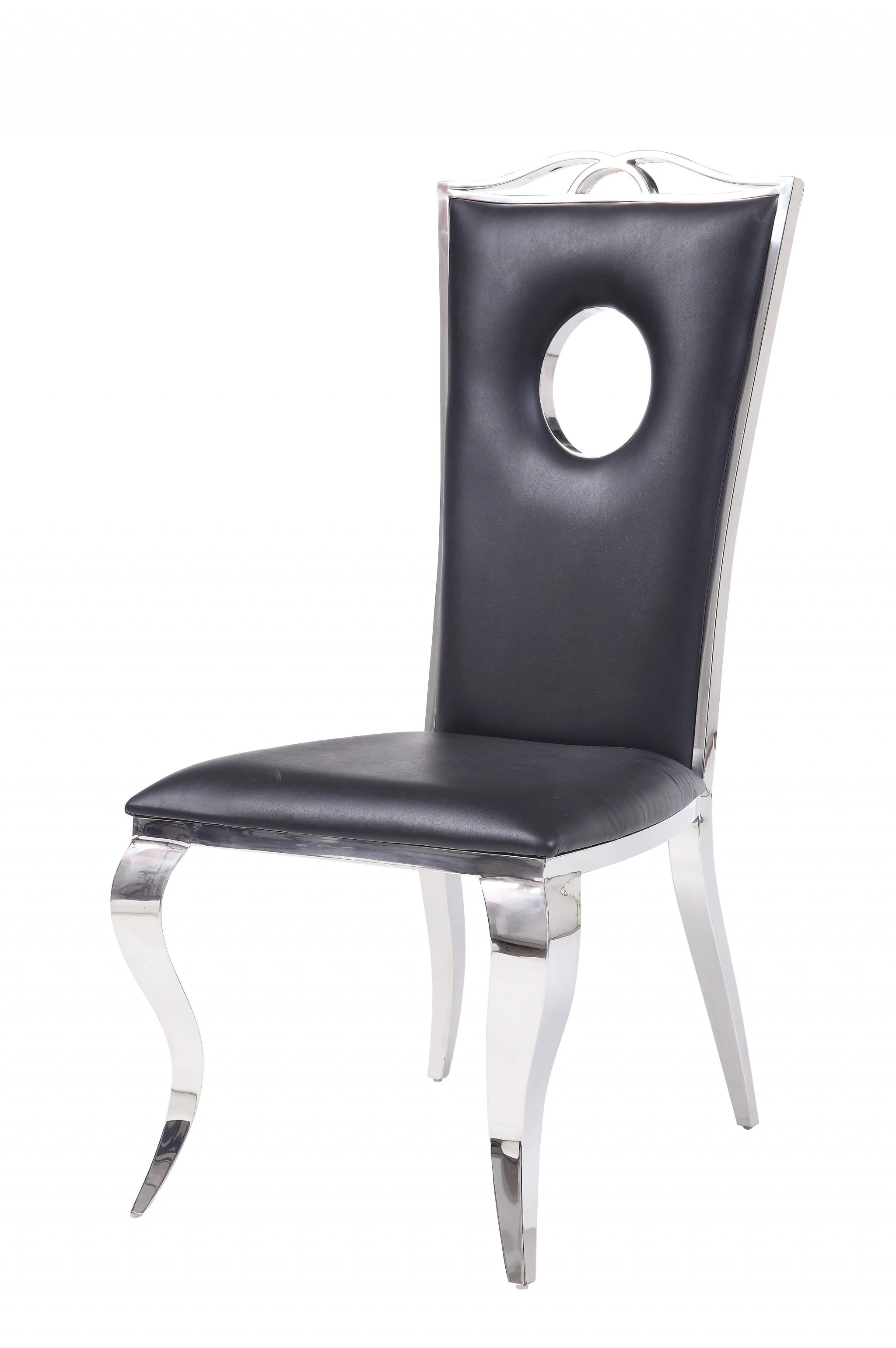 Fau Leather Stainless Steel Upholstered Seat Side Chair Set By Homeroots - Image 2