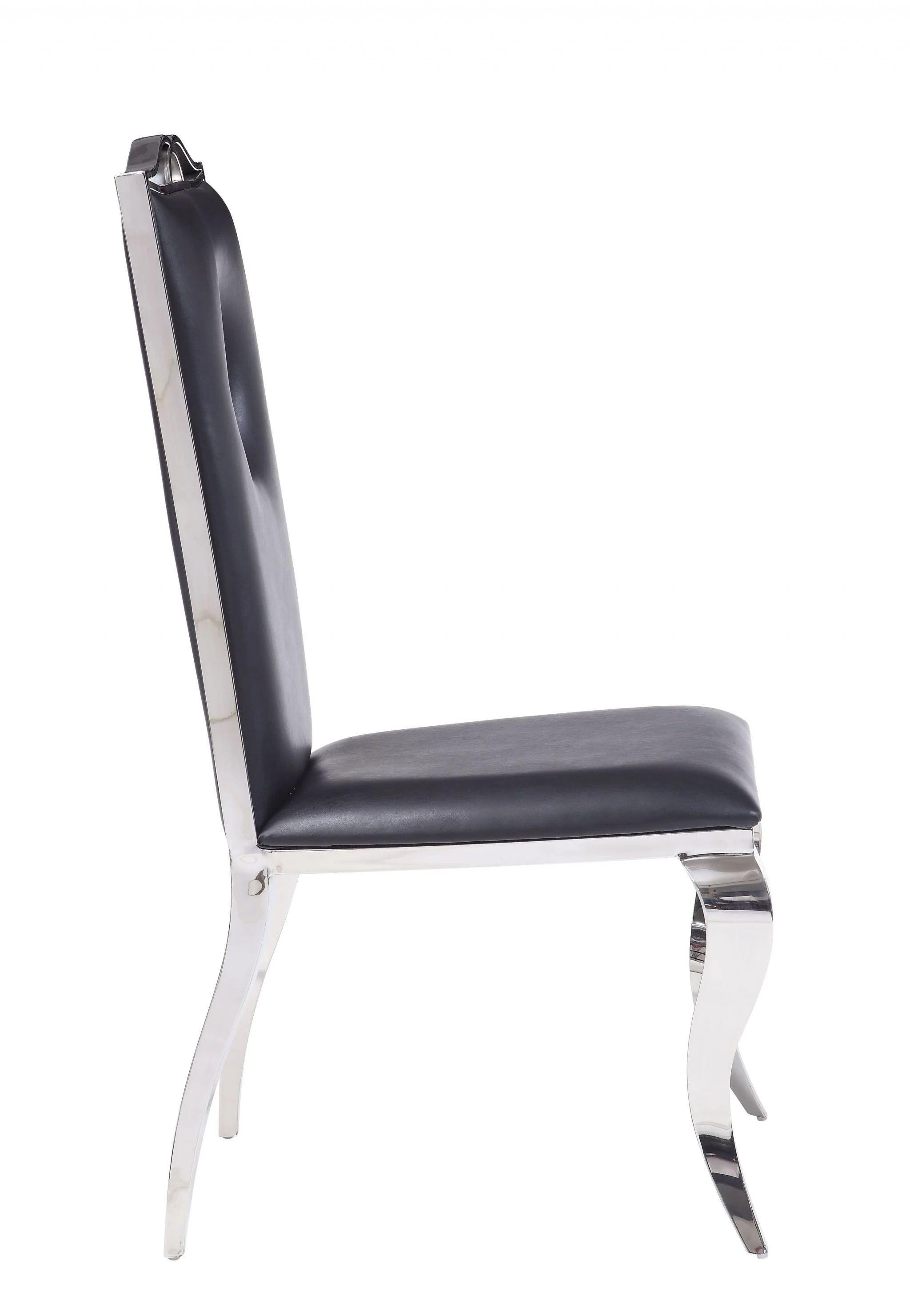 Fau Leather Stainless Steel Upholstered Seat Side Chair Set By Homeroots - Image 3