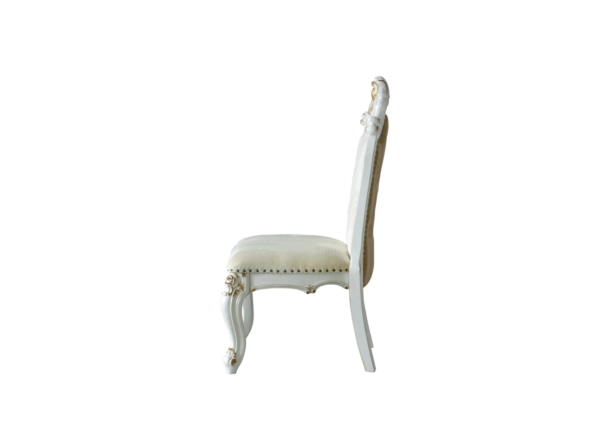 FauLeather Antique Pearl Wood Finish Seat Side Chair Set By Homeroots - Image 3