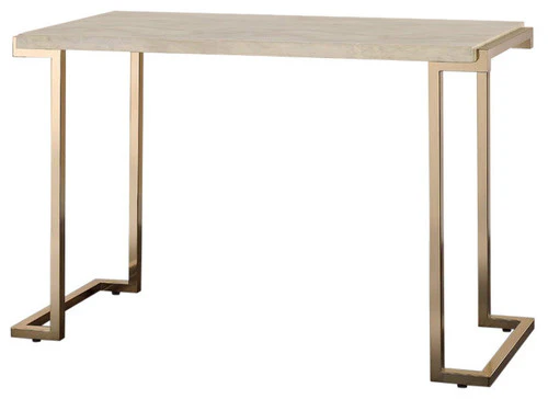 FauMarble And Champagne Sofa Table By Homeroots - Image 2