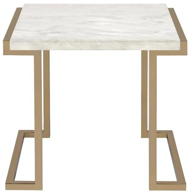FauMarble Champagne End Table By Homeroots - Image 2