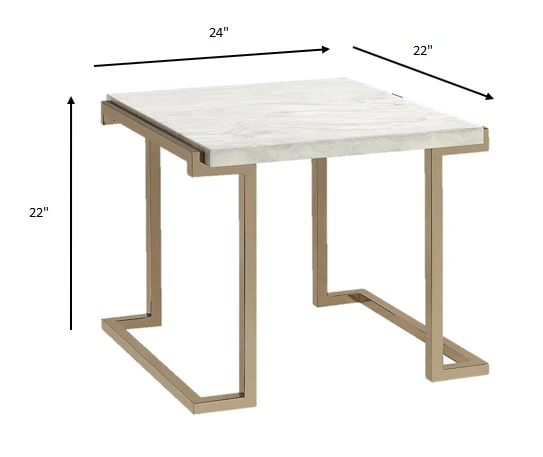 FauMarble Champagne End Table By Homeroots - Image 4