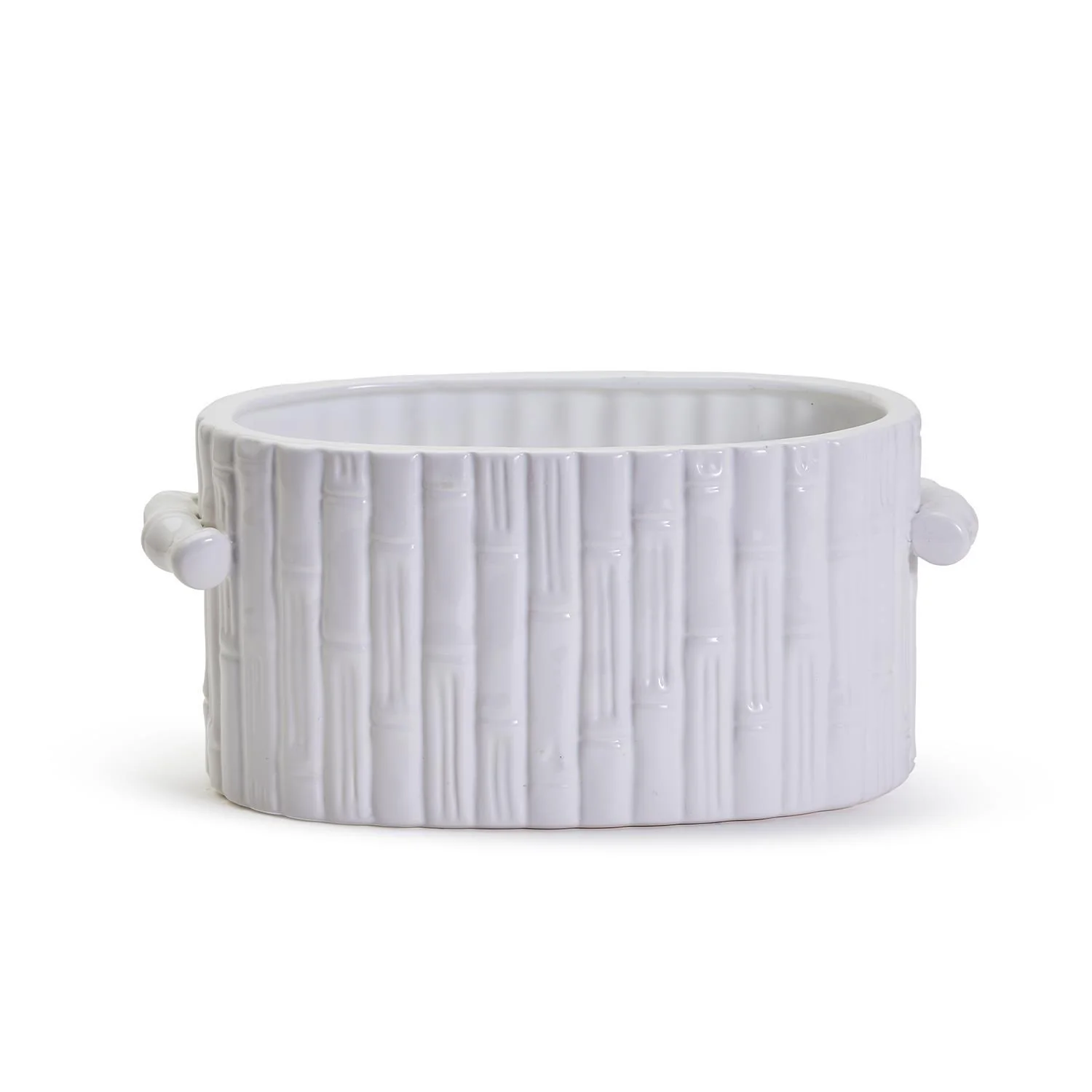 Faux Bamboo Oval Centerpiece / Cachepot with Handles Set Of 3 By Two's Company - Image 5