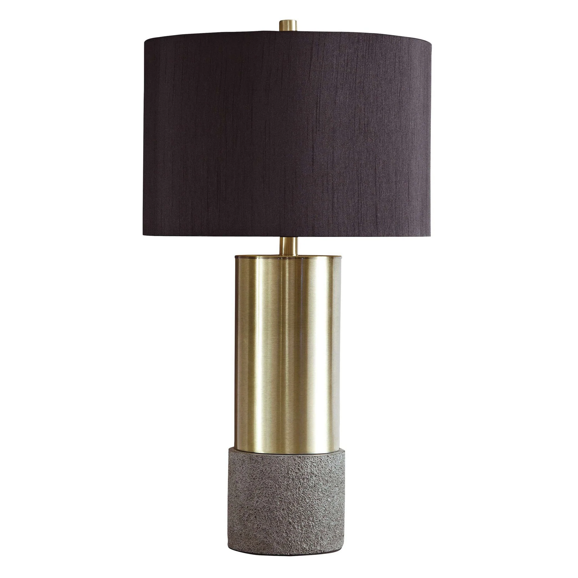 Faux Concrete And Metal Base Table Lamp Set Of 2 Brass And Gray By Benzara - Image 2