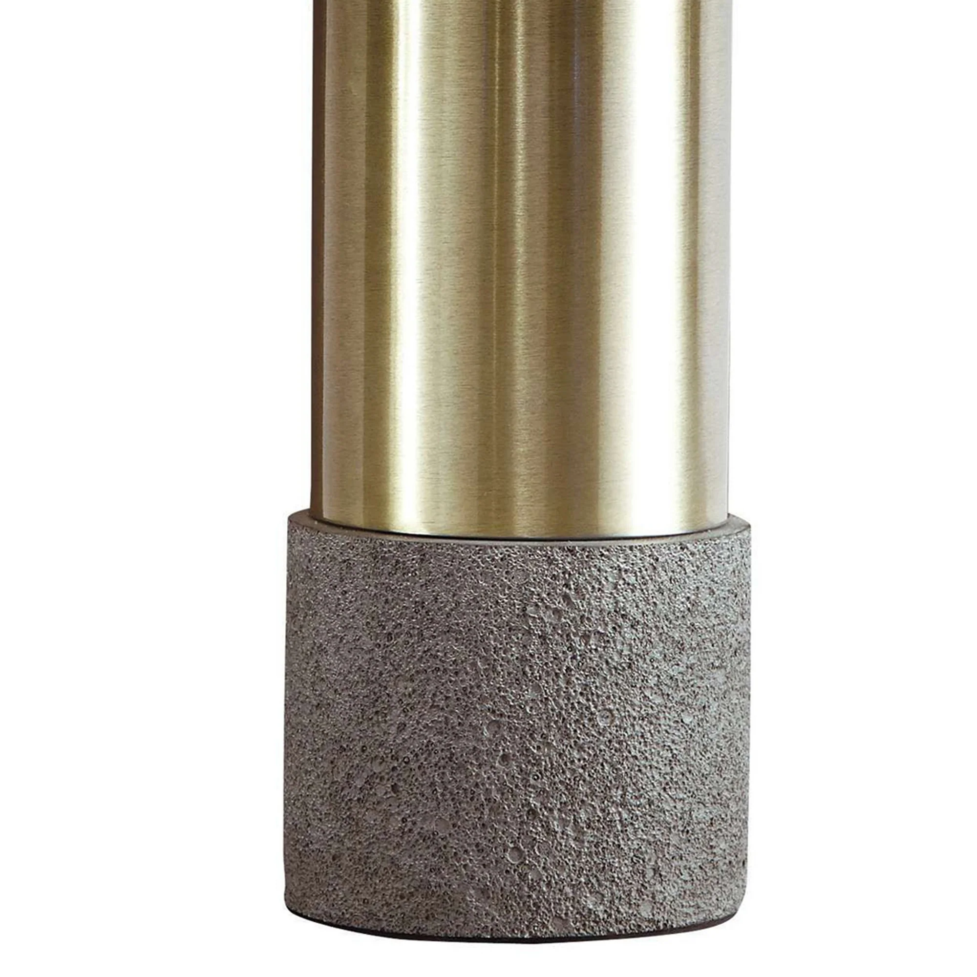 Faux Concrete And Metal Base Table Lamp Set Of 2 Brass And Gray By Benzara - Image 3