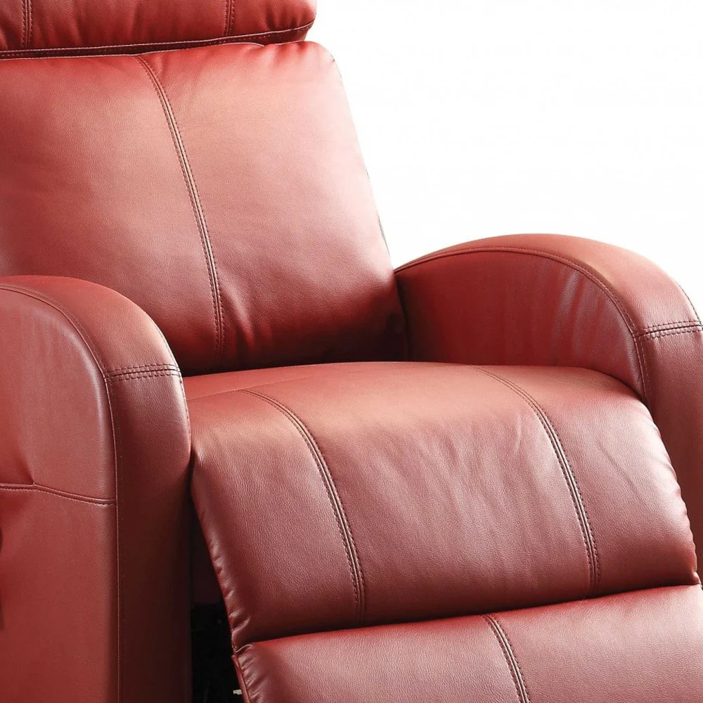 Faux Leather Power Motion Lift Recliner in Red By Homeroots - Image 5