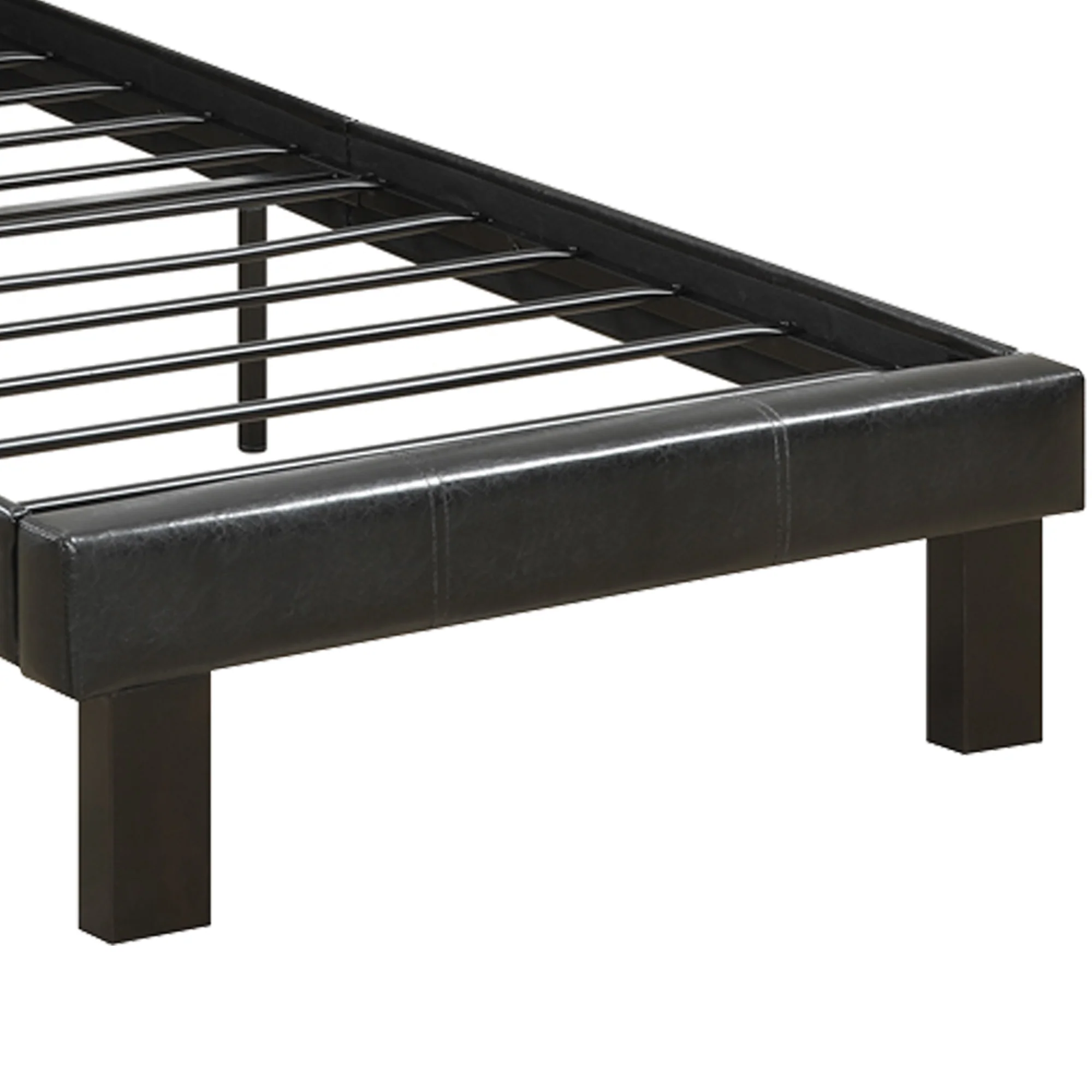Faux Leather Upholstered Full Size Bed With Tufted Headboard, Black By Benzara - Image 4