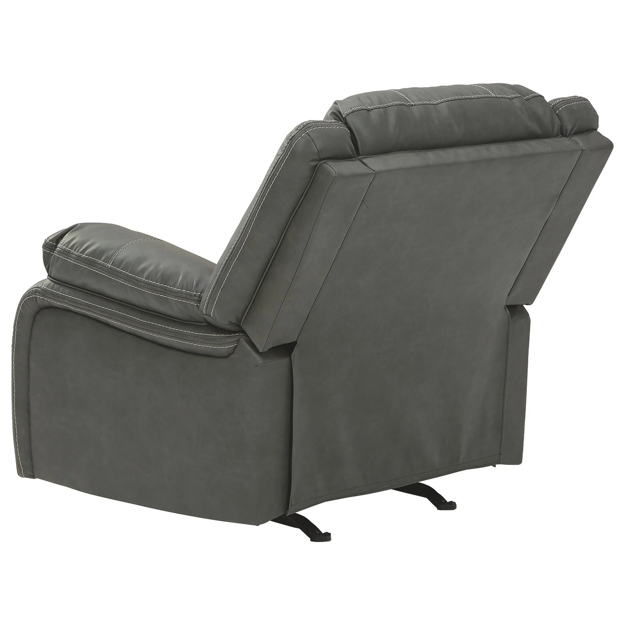 Faux Leather Upholstered Rocker Recliner With Jumbo Stitching, Gray By Benzara - Image 3