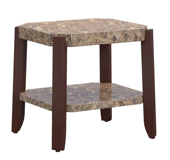 Faux Marble And Brown End Table By Homeroots - Image 3