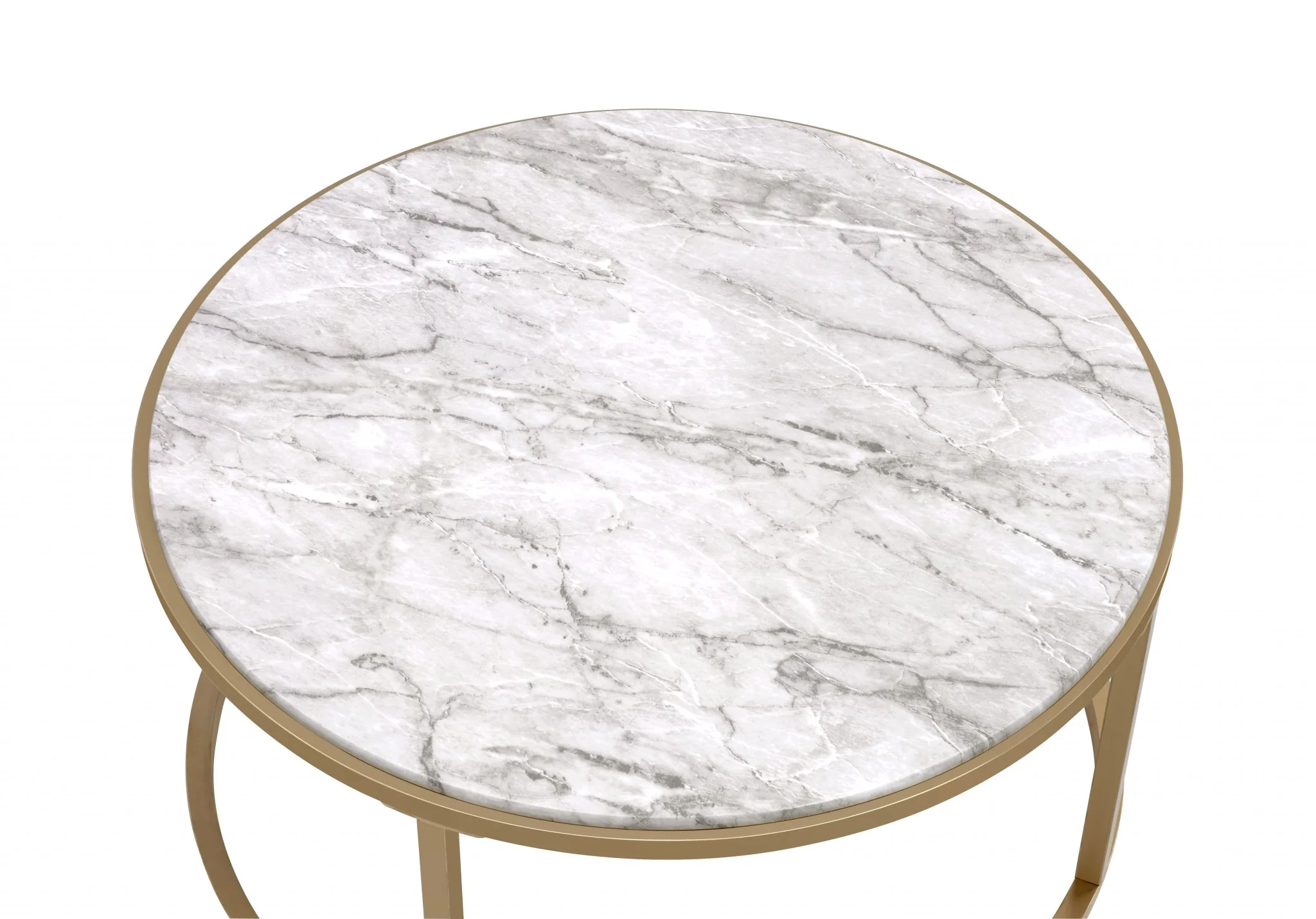 Faux Marble Gold Metal Engineered Wood 2Pc Pk Nesting Table Set By Homeroots - Image 3