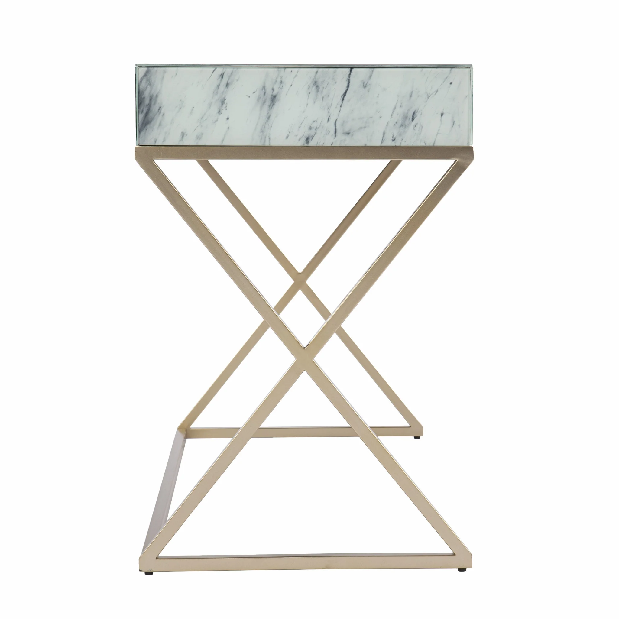 Faux Marble Writing Desk with Storage By Homeroots - Image 5