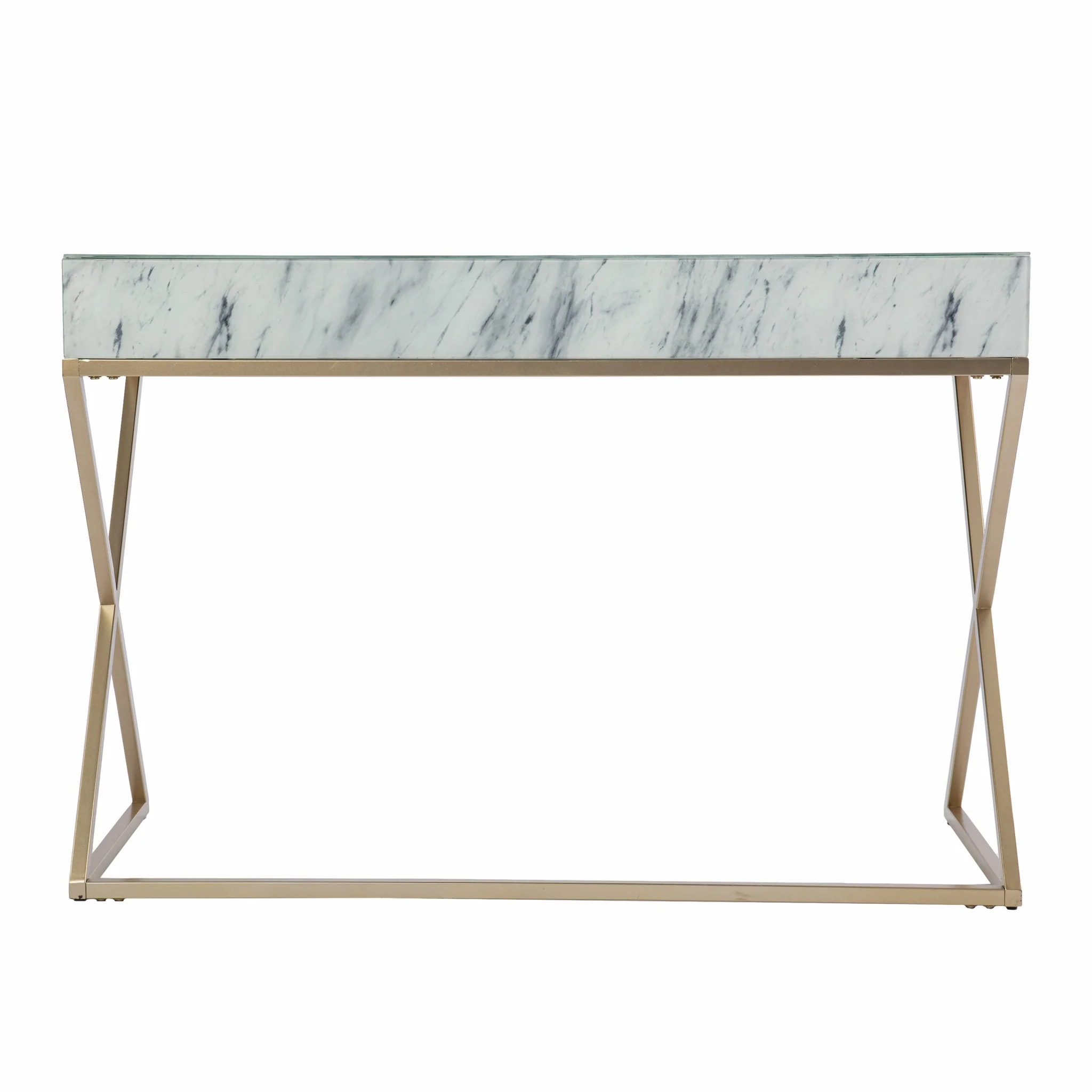 Faux Marble Writing Desk with Storage By Homeroots - Image 6