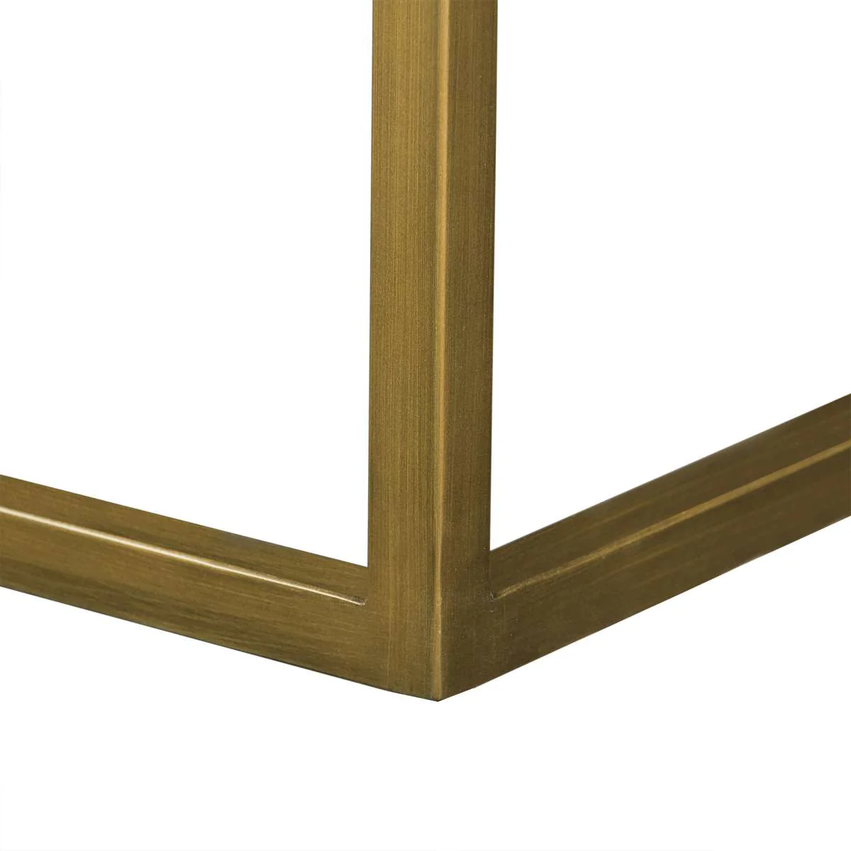 Faye Rustic Brown Wood Coffee Table with Shelf and Antique Brass Metal Base By Armen Living - Image 5