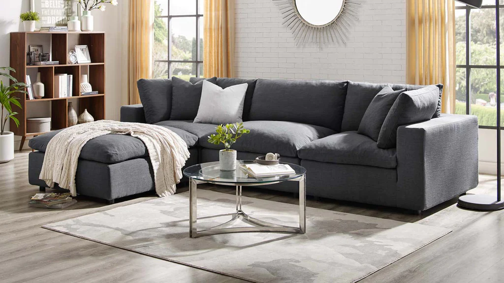 Feather 3 Seater Sectional Sofa With Ottoman By Modholic - Image 3