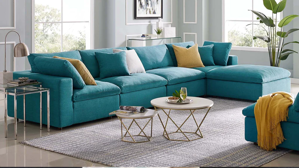 Feather 4 Seater Sectional Sofa With Ottoman By Modholic - Image 5