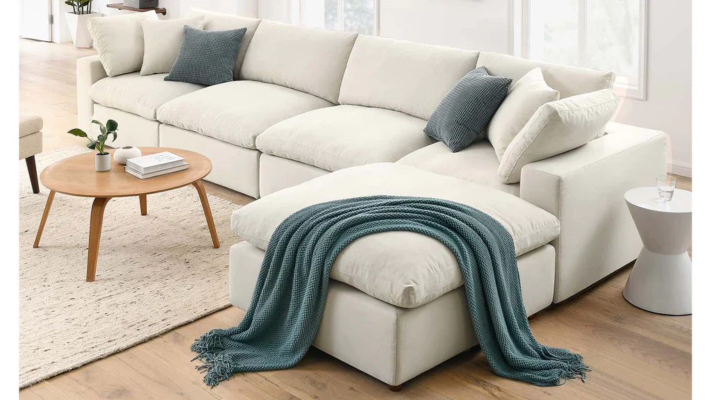 Feather 4 Seater Sectional Sofa With Ottoman By Modholic - Image 7