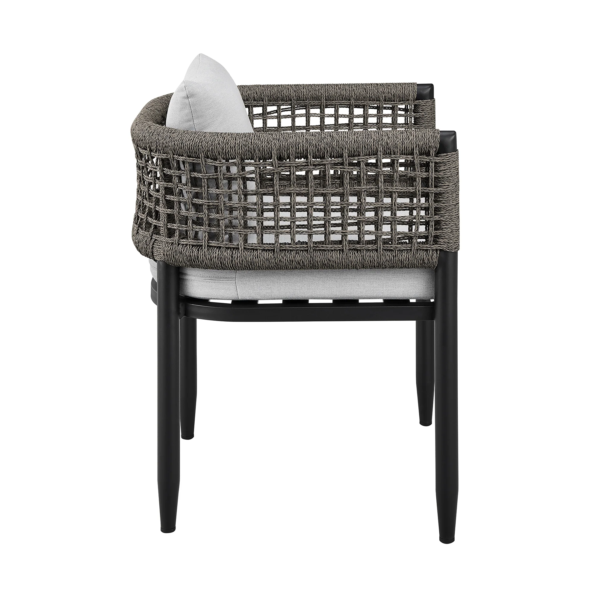Felicia Outdoor Patio 5-Piece Dining Table Set in Aluminum with Grey Rope and Cushions By Armen Living - Image 4