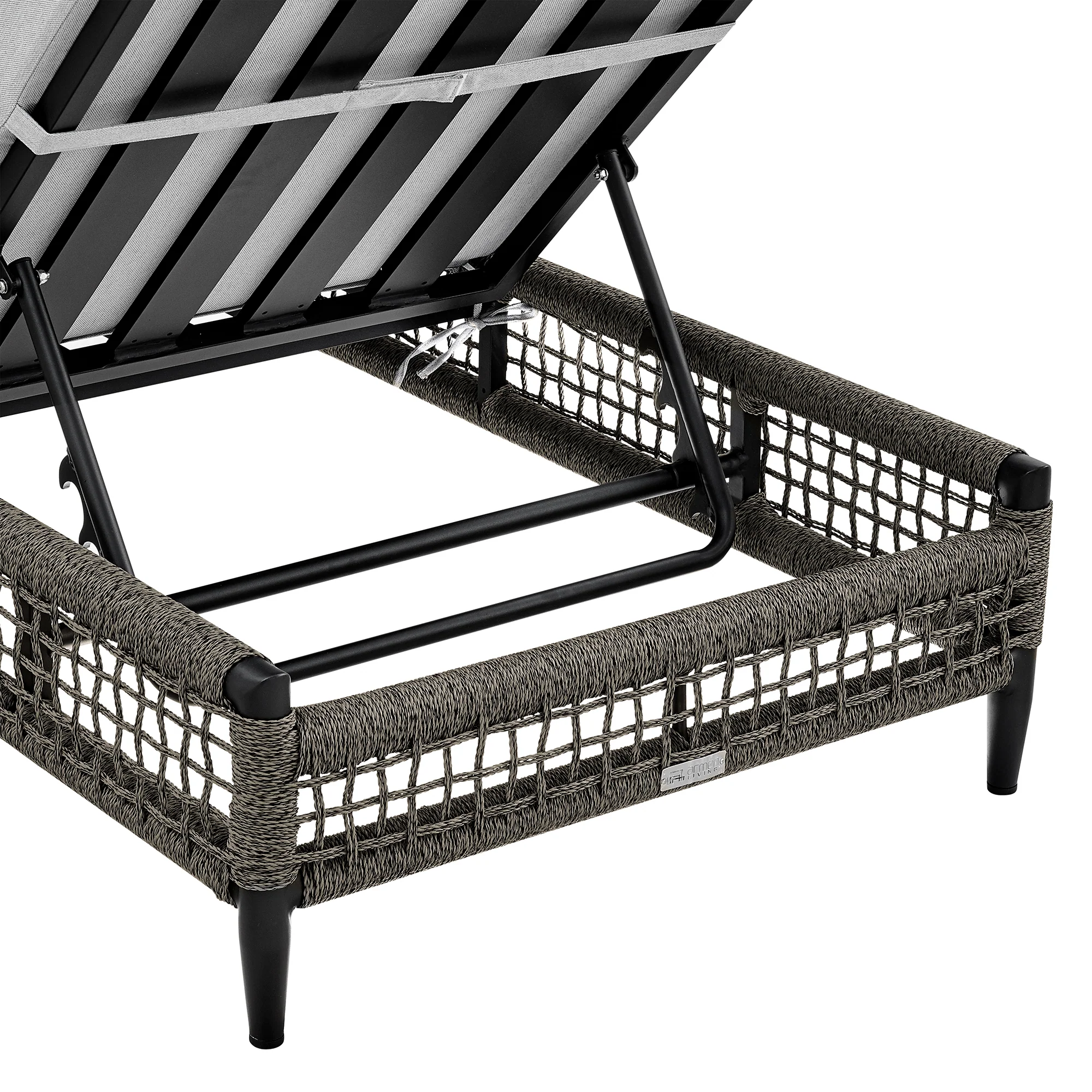 Felicia Outdoor Patio Adjustable Chaise Lounge Chair in Aluminum with Grey Rope and Cushions By Armen Living - Image 10