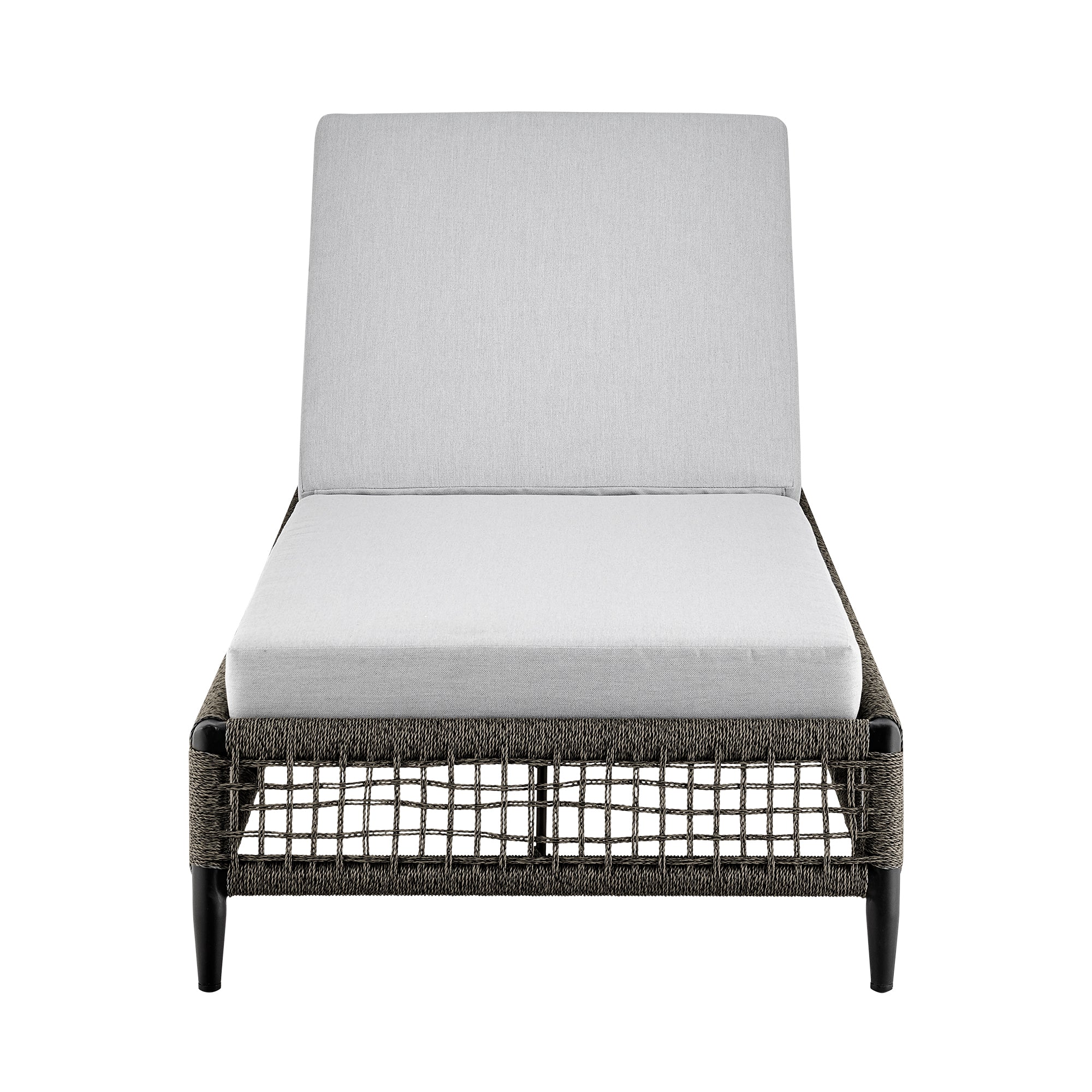 Felicia Outdoor Patio Adjustable Chaise Lounge Chair in Aluminum with Grey Rope and Cushions By Armen Living - Image 3