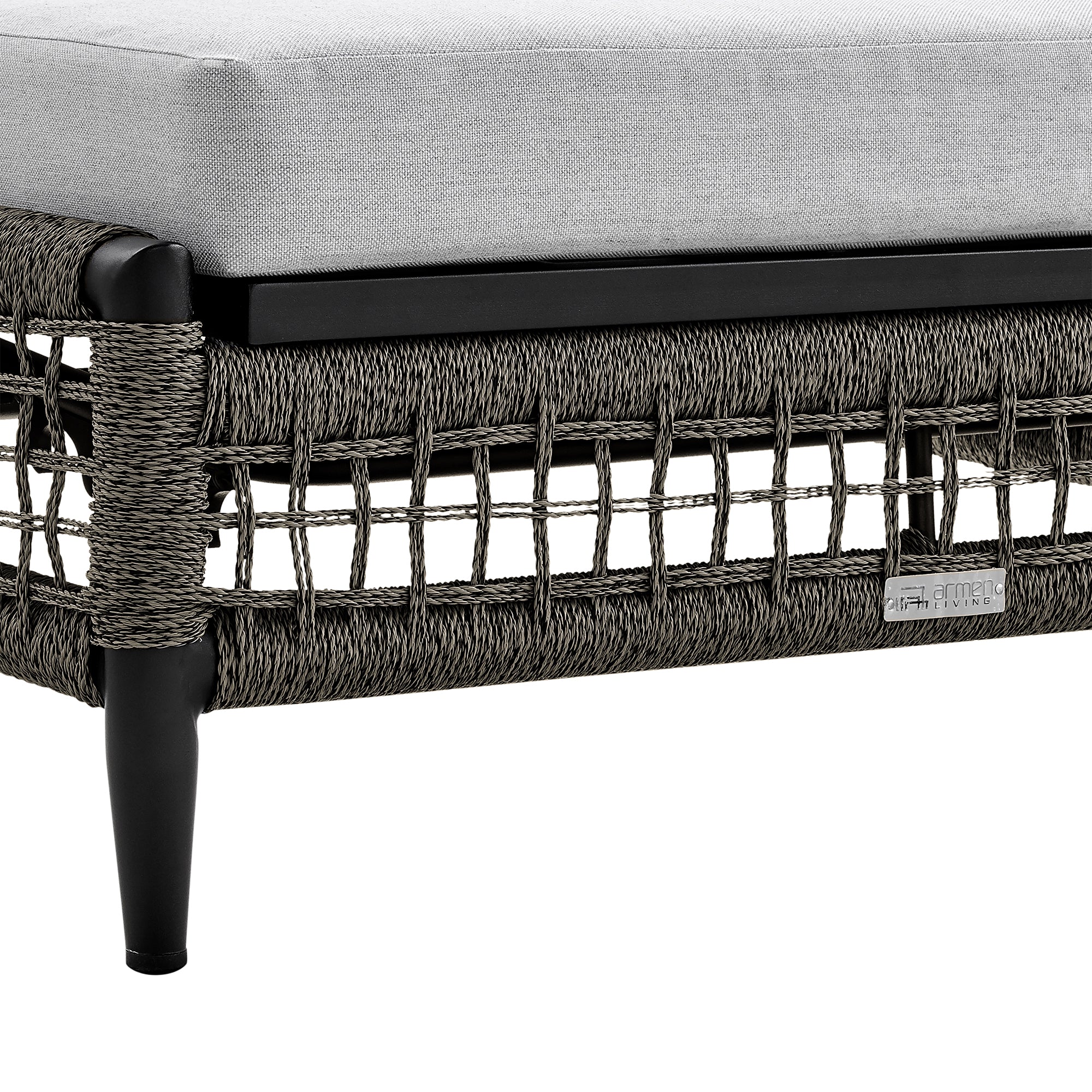 Felicia Outdoor Patio Adjustable Chaise Lounge Chair in Aluminum with Grey Rope and Cushions By Armen Living - Image 8