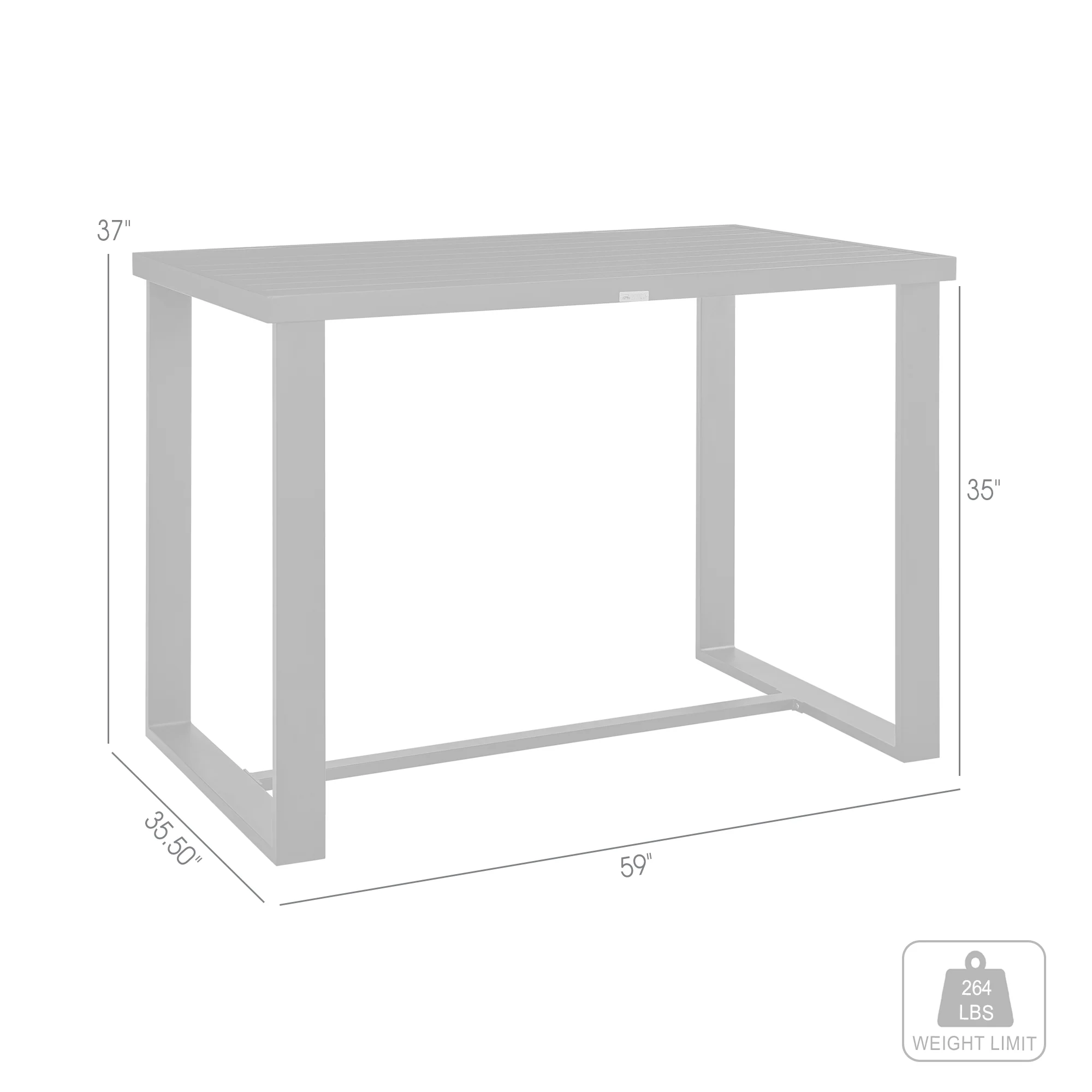 Felicia Outdoor Patio Counter Height Dining Table in Black Aluminum By Armen Living - Image 7