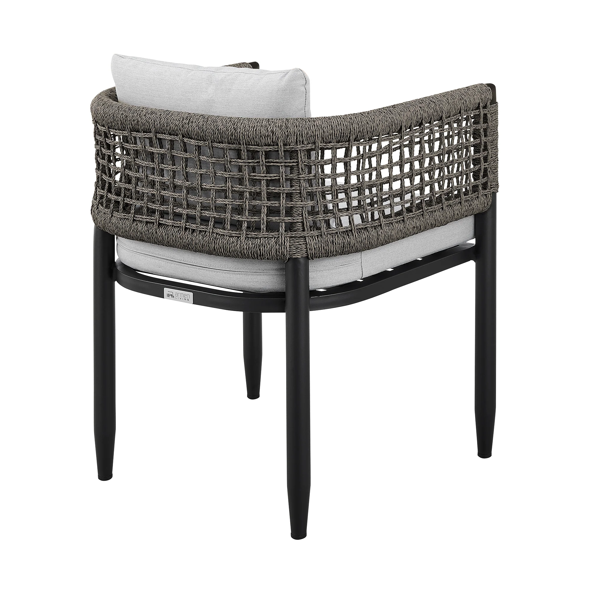 Felicia Outdoor Patio Dining Chair in Aluminum with Grey Rope and Cushions - Set of 2 By Armen Living - Image 7