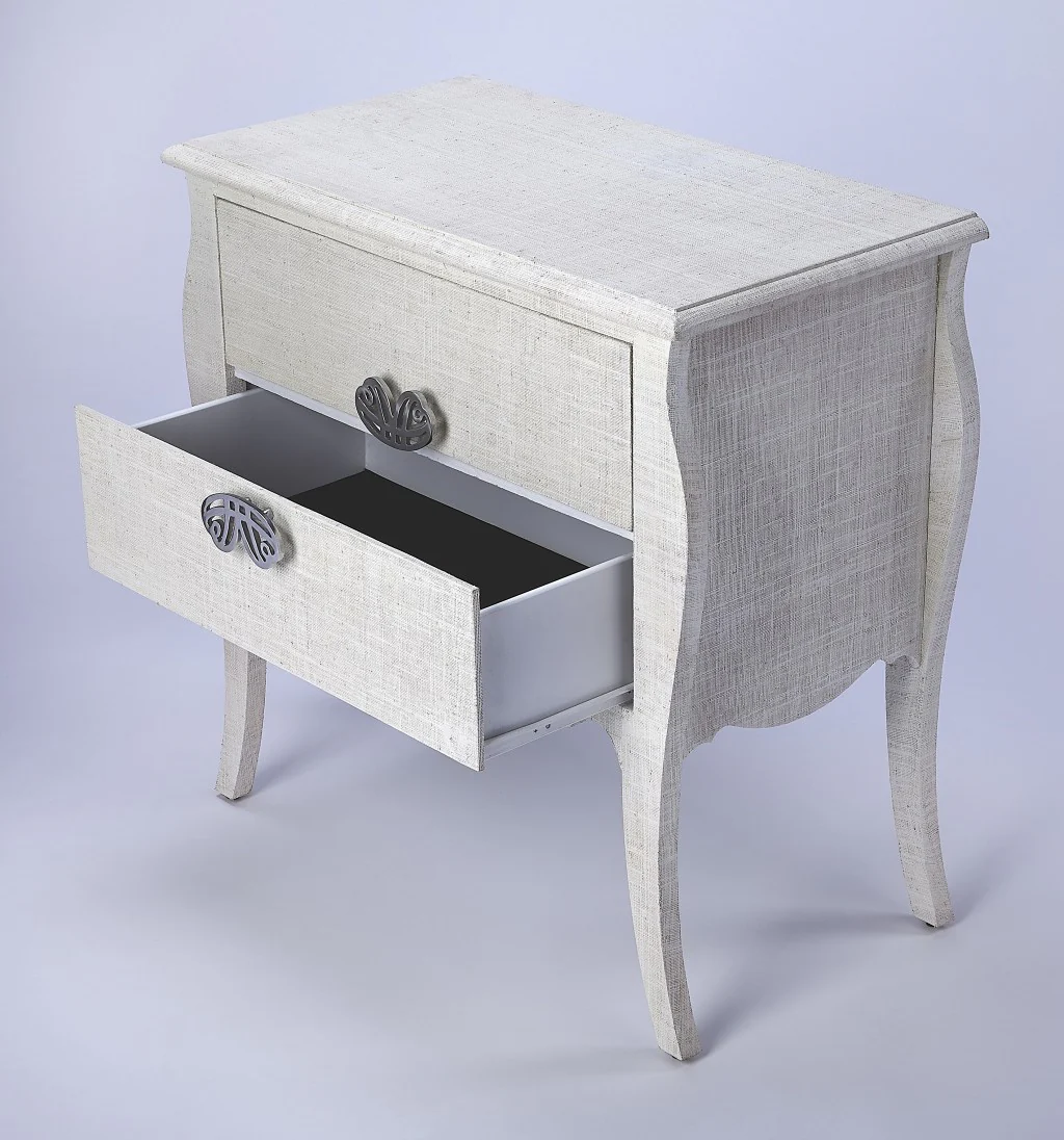 Felicia White Raffia Accent Chest By Homeroots - Image 2