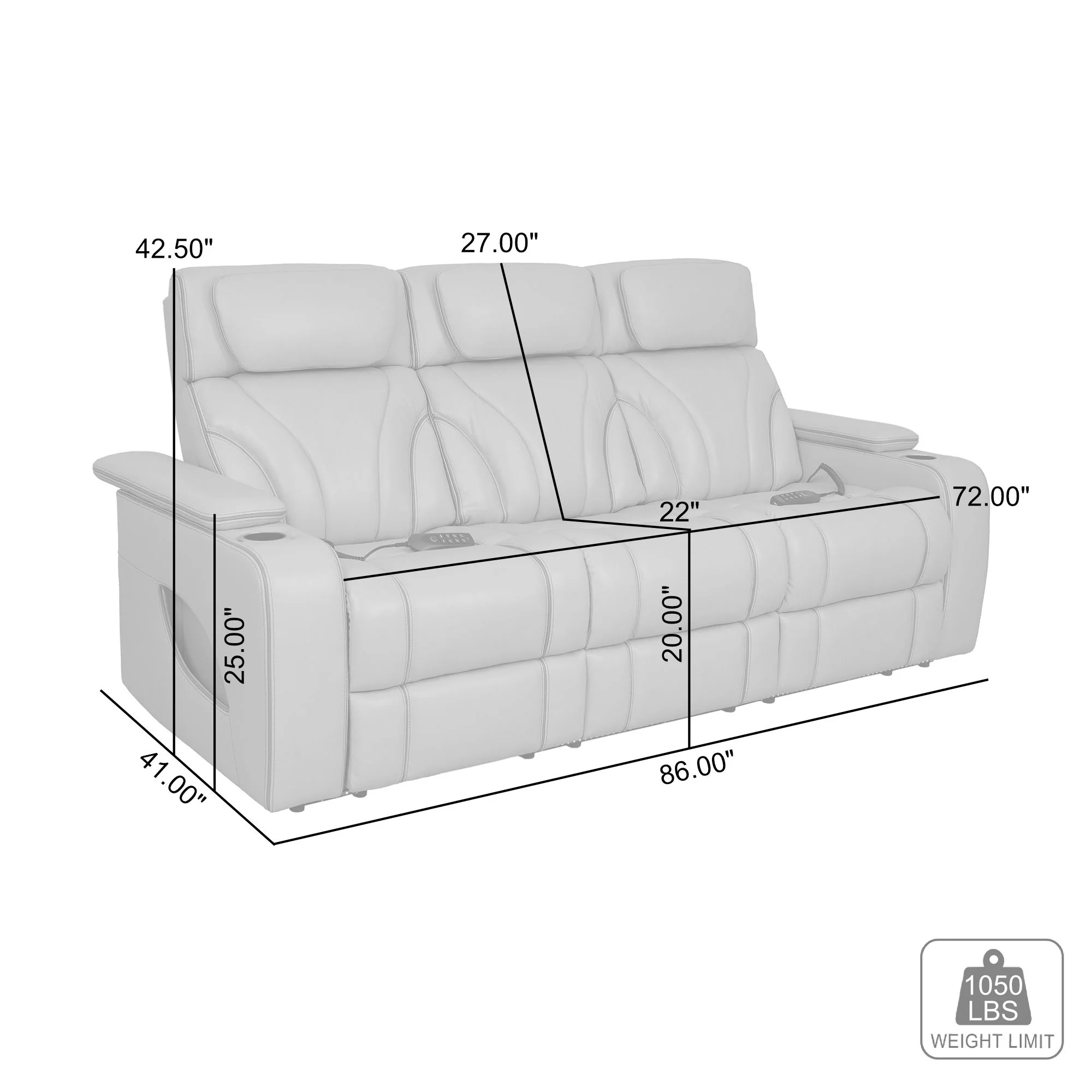 Felicity 84" Zero Gravity Power Reclining Sofa in Chocolate Leather By Armen Living - Image 10