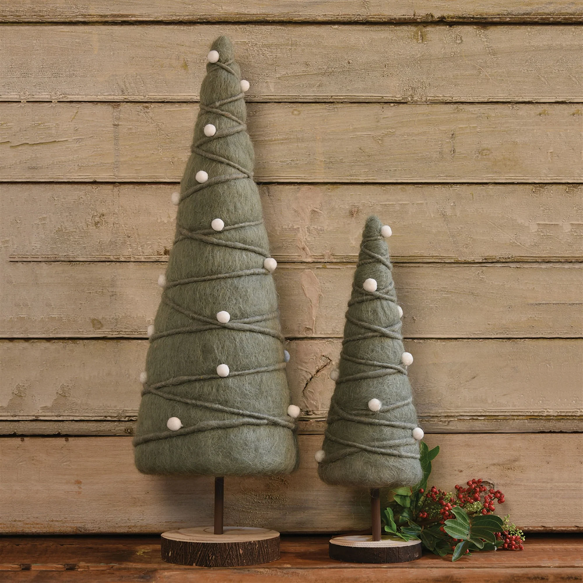 Felt Tree with White Balls - Large - White Set Of 4 By HomArt - Image 2
