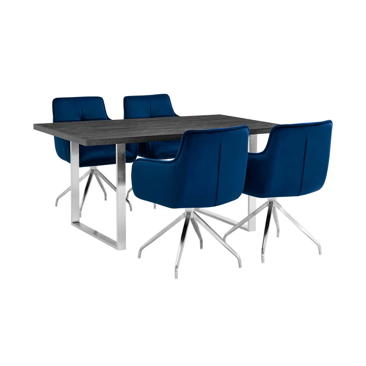 Fenton and Blue Noah 5 Piece Modern Rectangular Dining Set By Armen Living - Image 2
