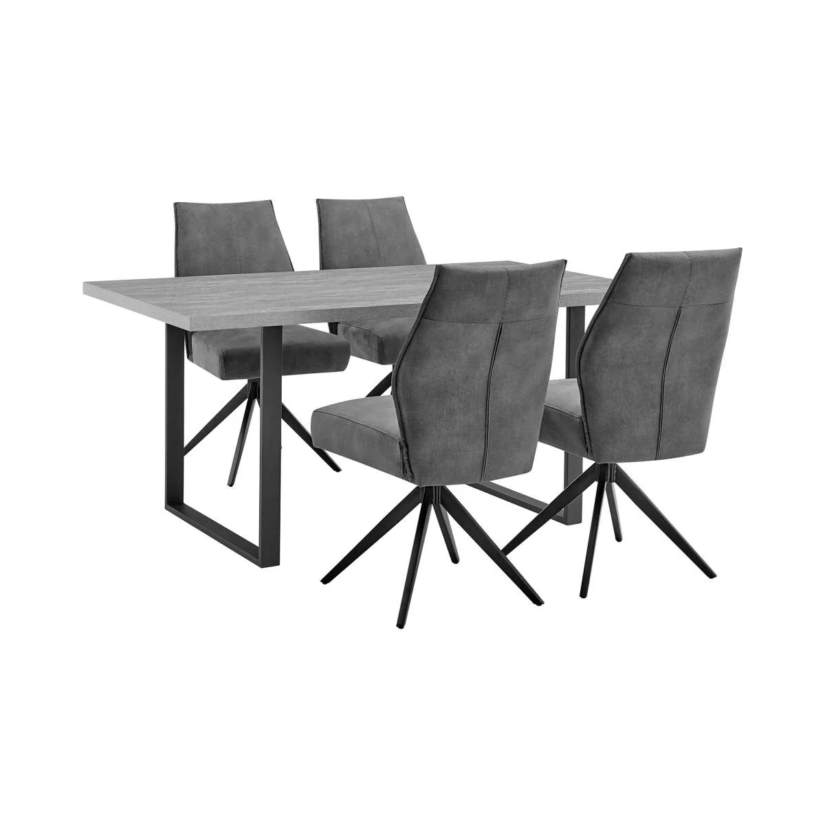 Fenton and Charcoal Monarch 5 Piece Modern Rectangular Dining Set By Armen Living - Image 2