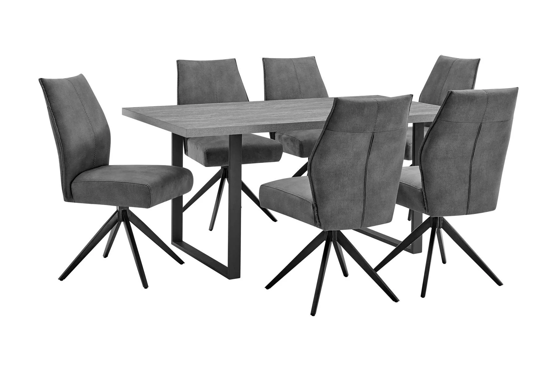 Fenton and Charcoal Monarch 7 Piece Modern Rectangular Dining Set By Armen Living - Image 2