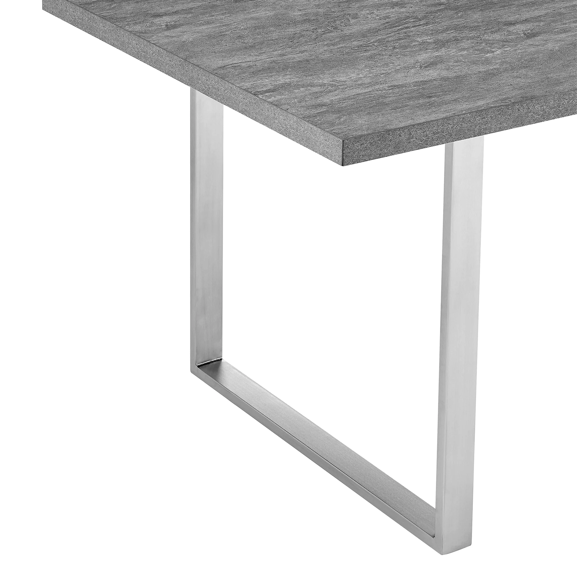 Fenton and Pacific 5 Piece Modern Rectangular Dining Set with Metal Base in Gray Melamine Wood and Gray Fabric By Armen Living - Image 8