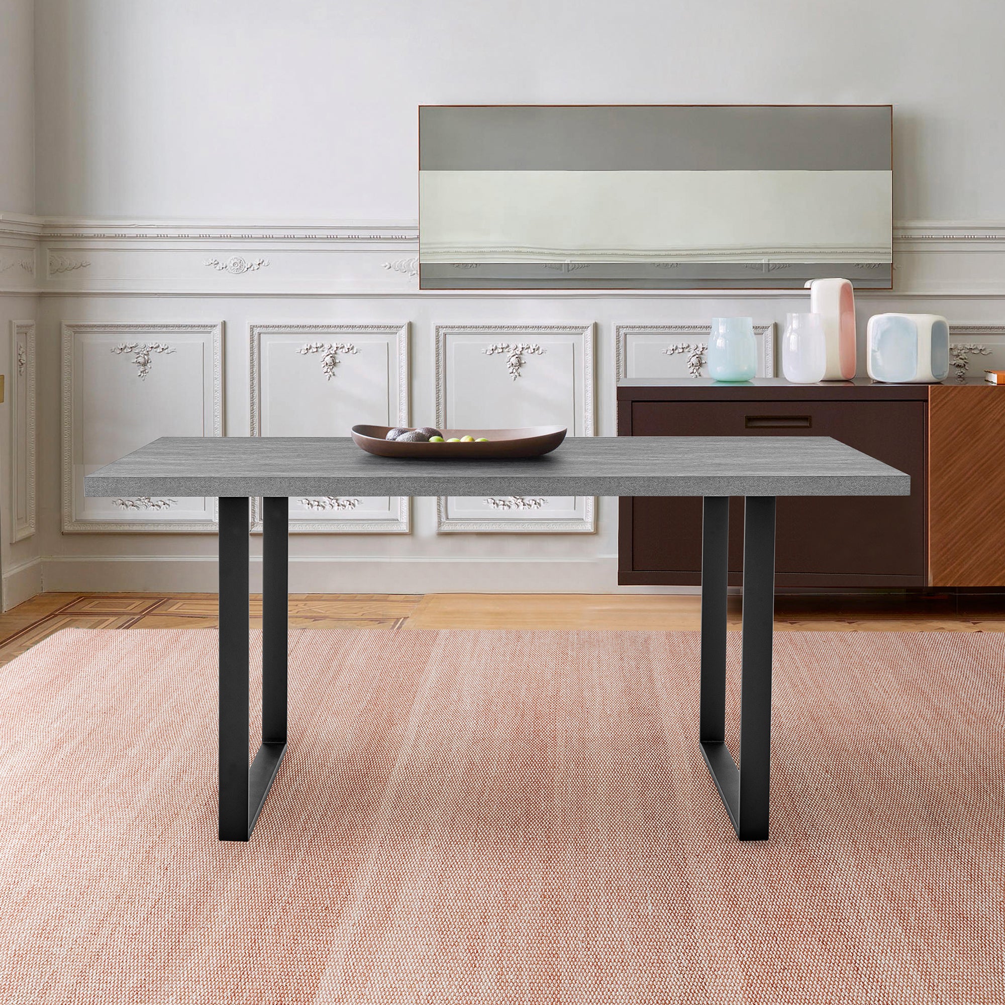 Fenton Dining Table with Charcoal Top and Black Base By Armen Living - Image 13