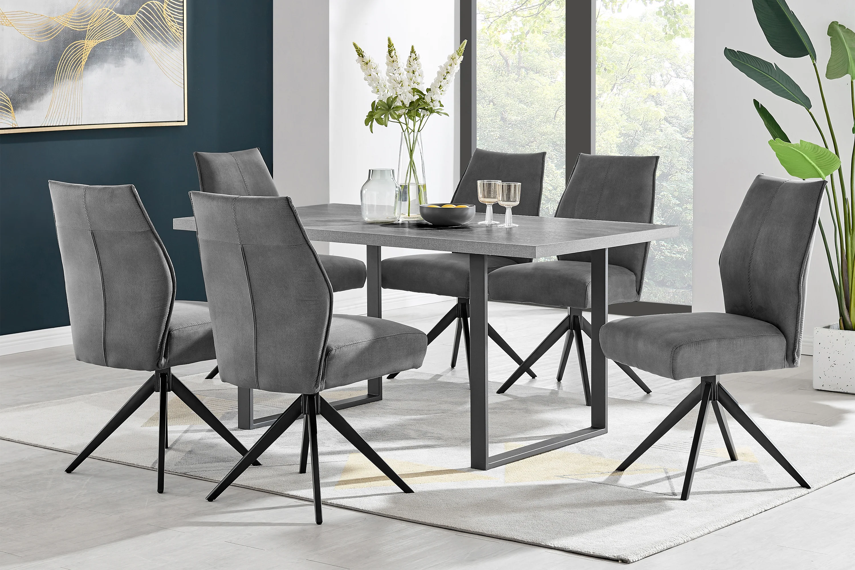 Fenton Dining Table with Charcoal Top and Black Base By Armen Living - Image 15