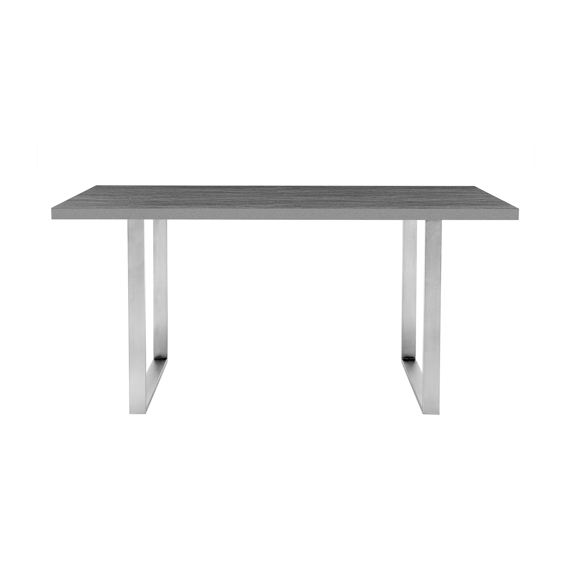 Fenton Dining Table with Gray Top and Brushed Stainless Steel Base By Armen Living - Image 2