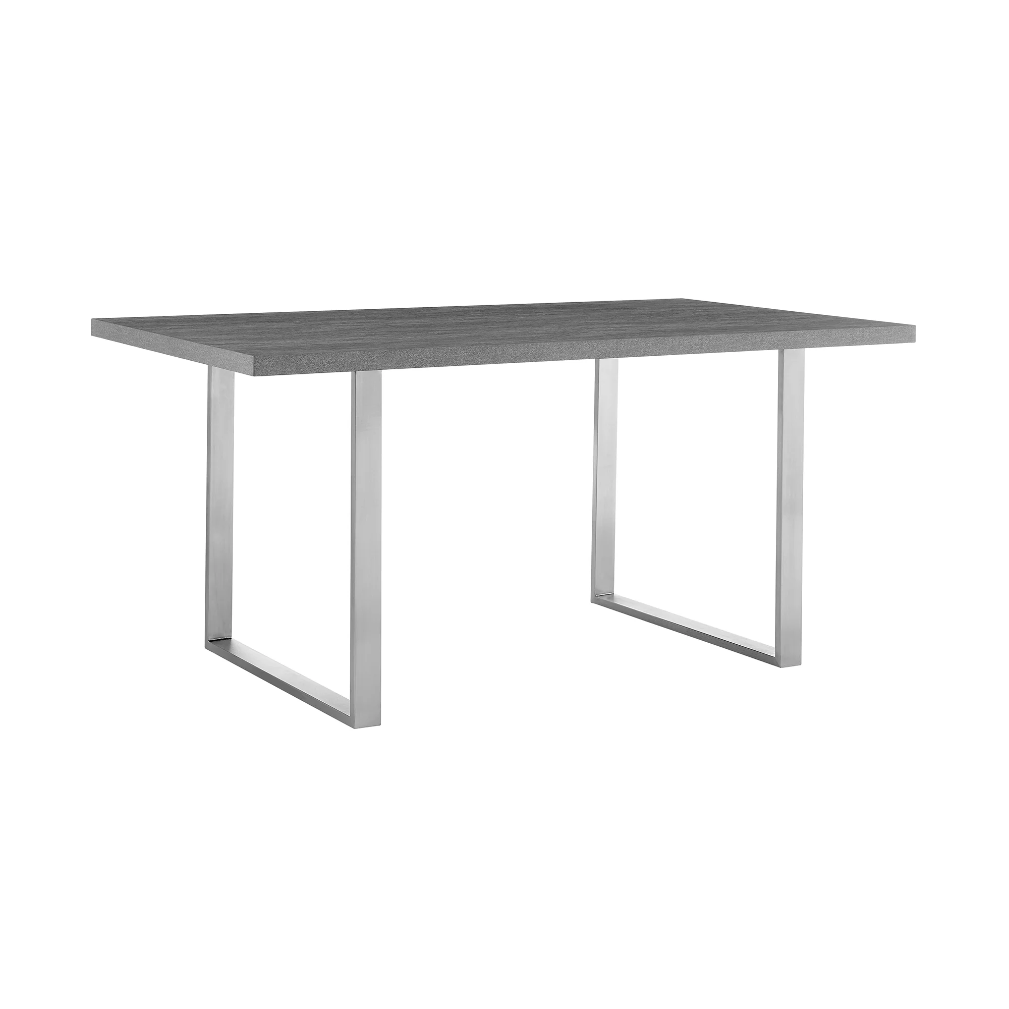 Fenton Dining Table with Gray Top and Brushed Stainless Steel Base By Armen Living - Image 4
