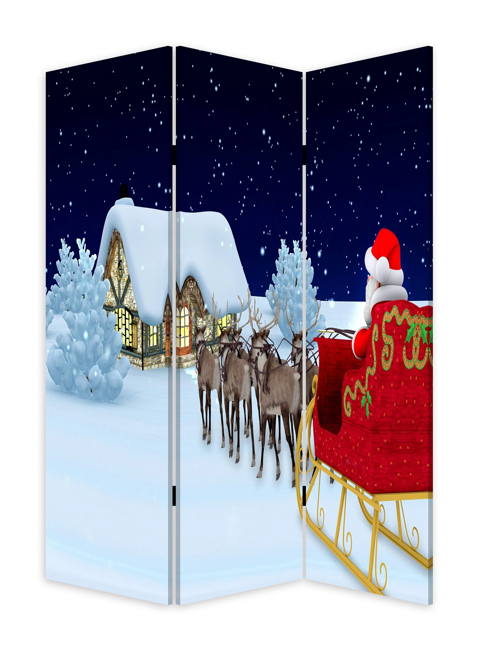 Festive Merry Christmas Three Panel Room Divider Screen By Homeroots - Image 3