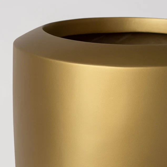 Fiberglass Large Barrel Planter, Gold By Gold Leaf Design Group - Image 3